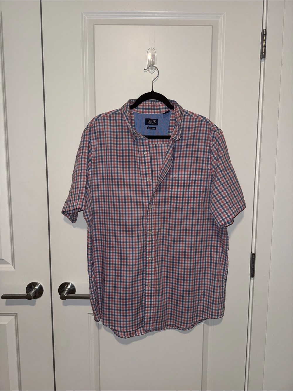 Chaps Short-Sleeve Plaid Button-Down Shirt - Blue & Red